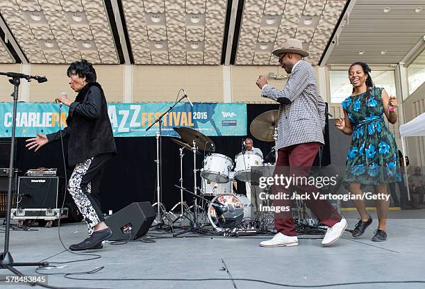 Ninty-five year-old American Lindy Hop dancer Norma Miller and her proteges, Samuel Coleman and Rehema Trimiew, perform at the beginning of the...