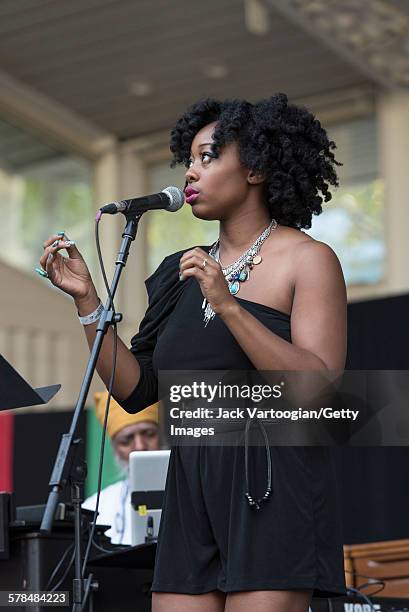 American Jazz musician Alicia Olatuja performs as a special guest with Dr Lonnie Smith's band on the second day of the 23rd Annual Charlie Parker...