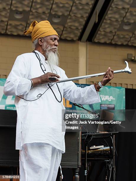 American musician Dr Lonnie Smith plays his custom-made 'slap-stick' to close the second day of the 23rd Annual Charlie Parker Jazz Festival in the...