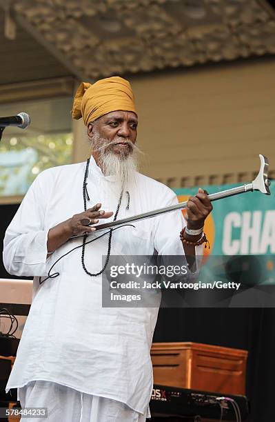 American musician Dr Lonnie Smith plays his custom-made 'slap-stick' to close the second day of the 23rd Annual Charlie Parker Jazz Festival in the...