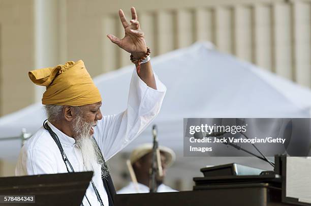 American Jazz musician Dr Lonnie Smith plays Hammond B3 organ as he leads his band's headline performance on the second day of the 23rd Annual...