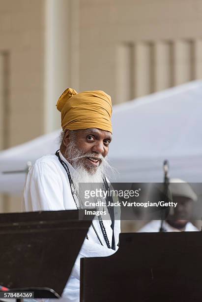 American Jazz musician Dr Lonnie Smith plays Hammond B3 organ as he leads his band's headline performance on the second day of the 23rd Annual...