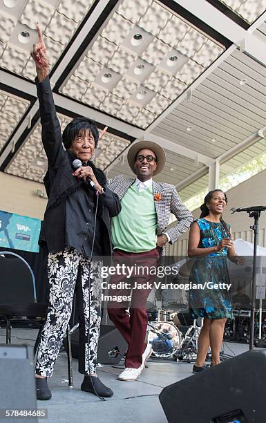 Ninty-five year-old American Lindy Hop dancer Norma Miller and her proteges, Samuel Coleman and Rehema Trimiew, perform at the beginning of the...