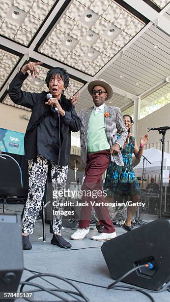 Ninty-five year-old American Lindy Hop dancer Norma Miller and her proteges, Samuel Coleman and Rehema Trimiew, perform at the beginning of the...