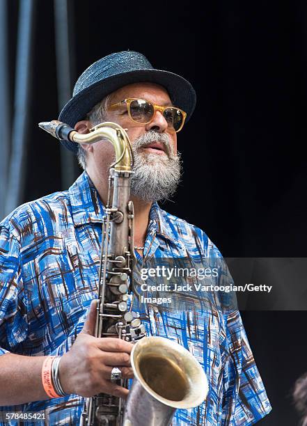 American Jazz musician Joe Lovano plays tenor saxophone as he leads his quartet on the third and final day of the 23rd Annual Charlie Parker Jazz...