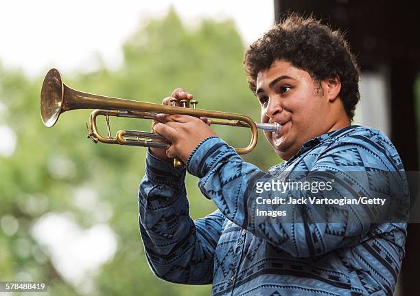 American Jazz musician Adam O'Farrill plays trumpet with the band Bird Calls as they improvise on the music of Charlie Parker on the third and final...