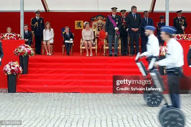 Belgium's Princess Eleonore, Prince Gabriel, Crown Princess Elisabeth, Queen Mathilde of Belgium, Prince Emmanuel and King Philippe of Belgium attend...