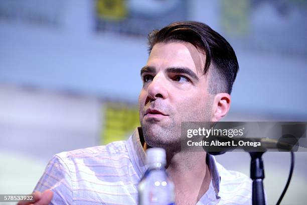 Actor Zachary Quinto attends "Snowden" panel during Comic-Con International 2016 at San Diego Convention Center on July 21, 2016 in San Diego,...