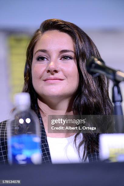 Actress Shailene Woodley attends "Snowden" panel during Comic-Con International 2016 at San Diego Convention Center on July 21, 2016 in San Diego,...