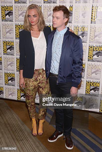 Actors Cara Delevingne and Dane DeHaan attend the EuropaCorp press line during Comic-Con International 2016 at Hilton Bayfront on July 21, 2016 in...