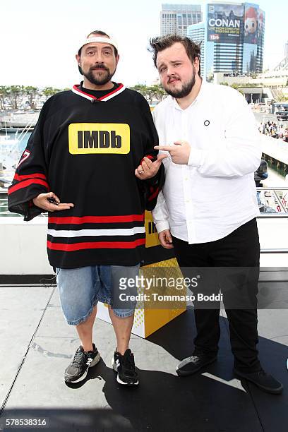 Host Kevin Smith and actor John Bradley attend the IMDb Yacht at San Diego Comic-Con 2016: Day One at The IMDb Yacht on July 21, 2016 in San Diego,...
