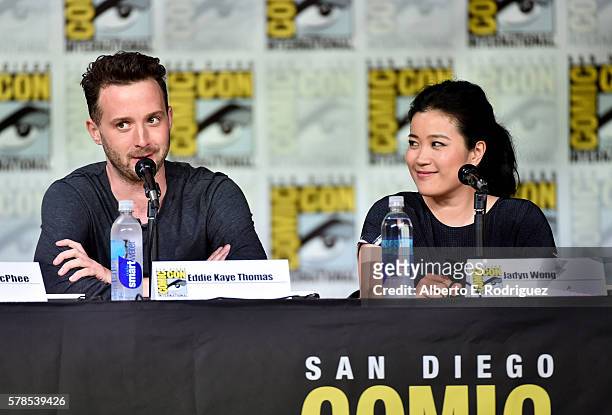 Actors Eddie Kaye Thomas and Jadyn Wong attend CBS Television Studios Block including "Scorpion," "American Gothic" and "MacGyver" during Comic-Con...
