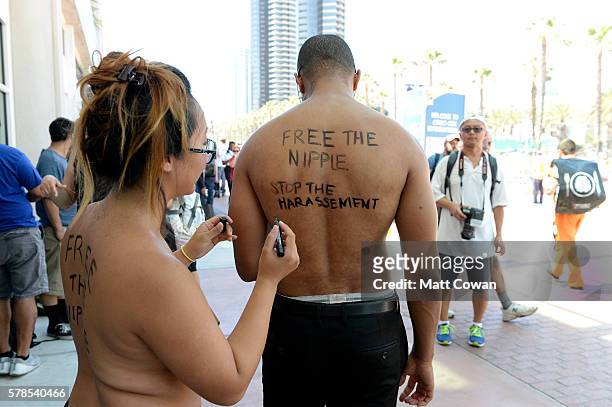 Activists Anni Ma and Michael Brown attend Comic-Con International on July 21, 2016 in San Diego, California.