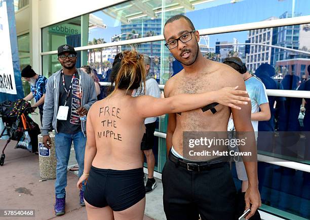 Activists Anni Ma and Michael Brown attend Comic-Con International on July 21, 2016 in San Diego, California.
