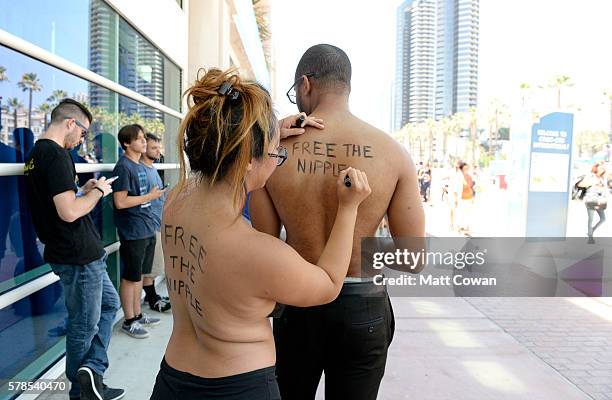 Activists Anni Ma and Michael Brown attend Comic-Con International on July 21, 2016 in San Diego, California.