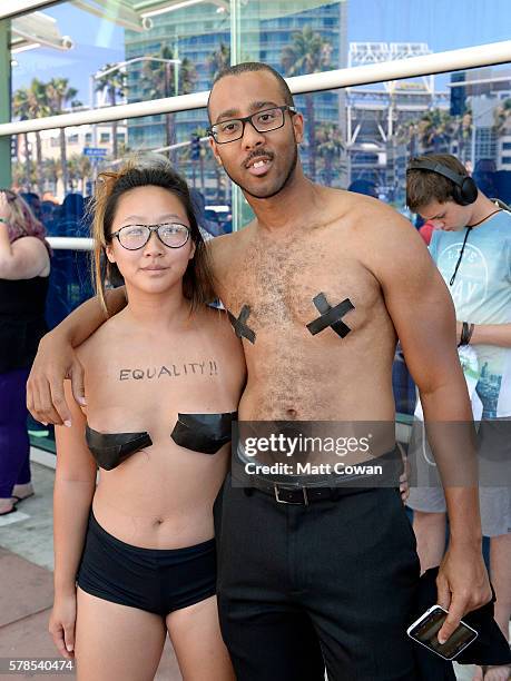 Activists Anni Ma and Michael Brown attend Comic-Con International on July 21, 2016 in San Diego, California.