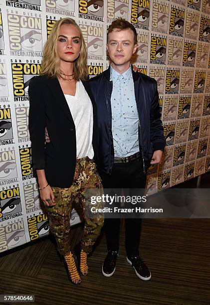 Actors Cara Delevingne and Dane DeHaan attend the EuropaCorp press line during Comic-Con International 2016 at Hilton Bayfront on July 21, 2016 in...