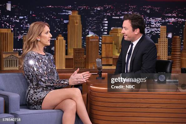 Singer Céline Dion during an interview with host Jimmy Fallon on July ...