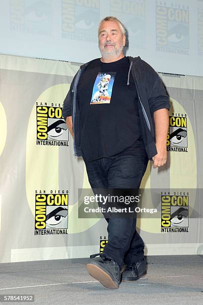 Director Luc Besson attends the "Valerian And The City Of A Thousand Planets" panel during Comic-Con International 2016 at San Diego Convention...