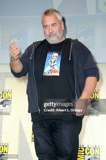 Director Luc Besson attends the "Valerian And The City Of A Thousand Planets" panel during Comic-Con International 2016 at San Diego Convention...