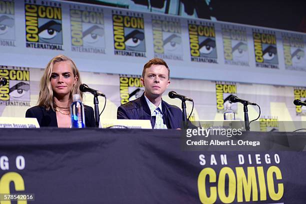 Actors Cara Delevingne and Dane DeHaan attend the "Valerian And The City Of A Thousand Planets" panel during Comic-Con International 2016 at San...