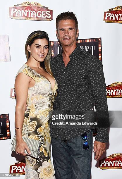 Actor Lorenzo Lamas and actress Shawna Craig arrive at the opening of "Cabaret" at the Hollywood Pantages Theatre on July 20, 2016 in Hollywood,...