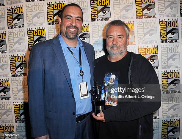 Comic-Con International Director of Programming Eddie Ibrahim and director Luc Besson, recipient of the Inkpot Award, attend the "Valerian And The...