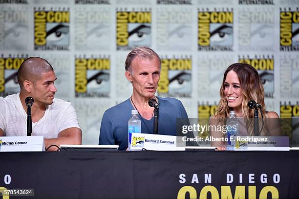 Actors Miguel Gomez, Richard Sammel and Ruta Gedmintas attend "The Strain" screening at Comic-Con International 2016 at San Diego Convention Center...