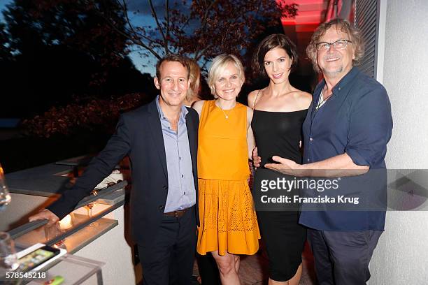 Adam Waldman, Barbara Sturm, Julia Trainer and Martin Krug attend the 'Dr. Barbara Sturm & Net-A-Porter' Dinner Party on July 21, 2016 in Munich,...