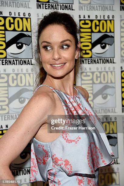 Actress Sarah Wayne Callies attends the "Colony" press line during Comic-Con International 2016 at Hilton Bayfront on July 21, 2016 in San Diego,...