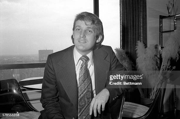 Donald Trump pauses in his apartment 5/20 after receiving the news that the Board of Estimate unanimously approved a 40-year tax abatement plan....