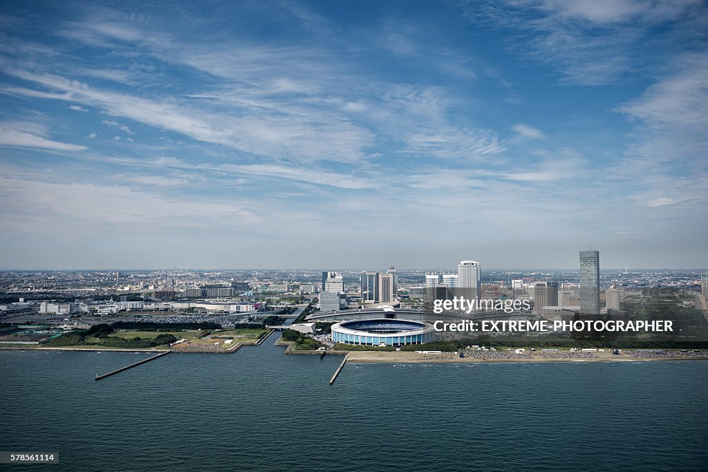 Vista aérea da cidade de Chiba