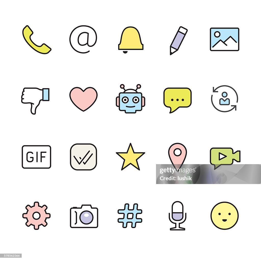 Message pack - outline color vector icons