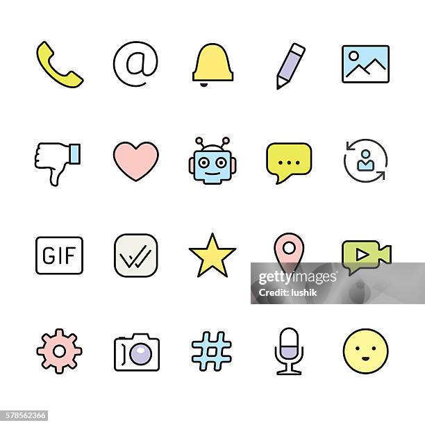 message pack - outline color vector icons - gif stock illustrations