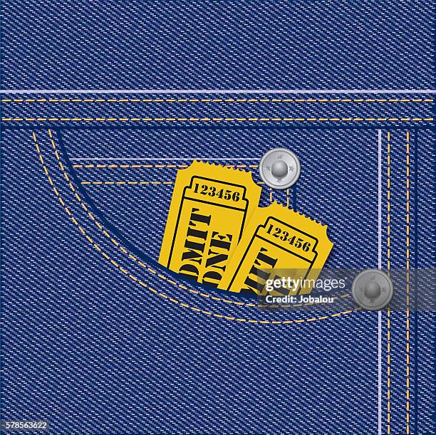 tickets inside jeans pocket - parking ticket stock illustrations