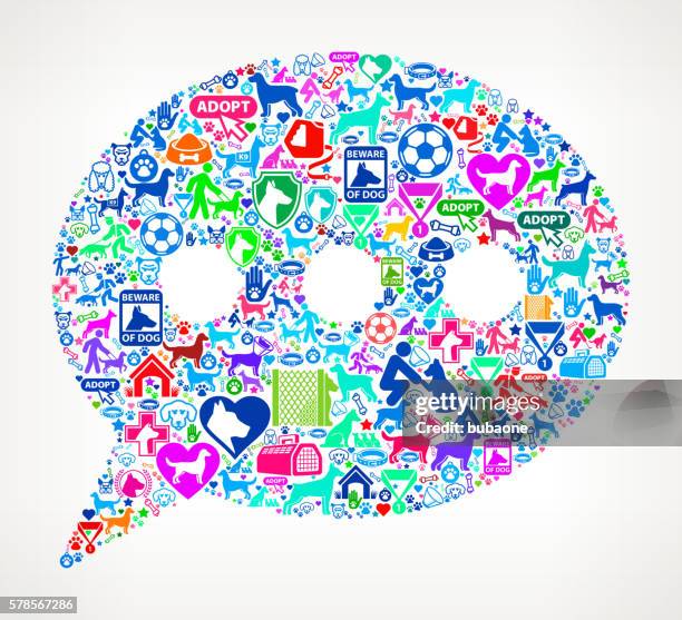 chat bubble dog and canine pet colorful icon pattern - paw print pattern stock illustrations