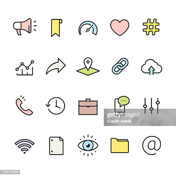 interface pack - outline color vector icons - hyperlink stock illustrations