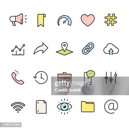Interface pack - outline color vector icons Interface pack - outline color vector icons