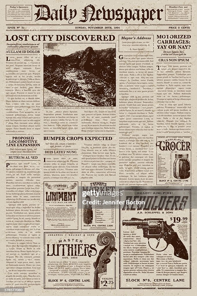 Vintage Victorian Style Newspaper Design Template
