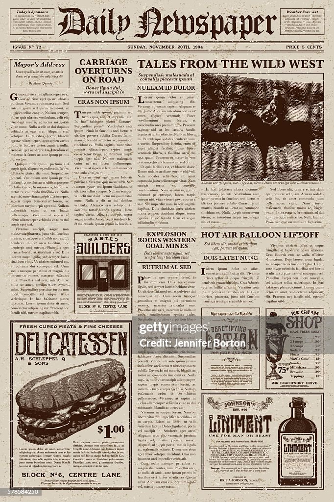 Vintage Victorian Style Newspaper Design Template HighRes Vector Vintage Victorian Style Newspaper Design Template HighRes Vector