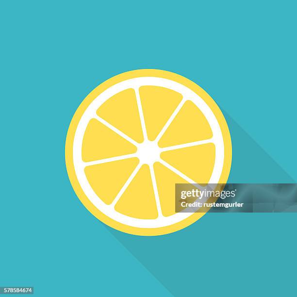 lemon flat icon - slice of food stock illustrations