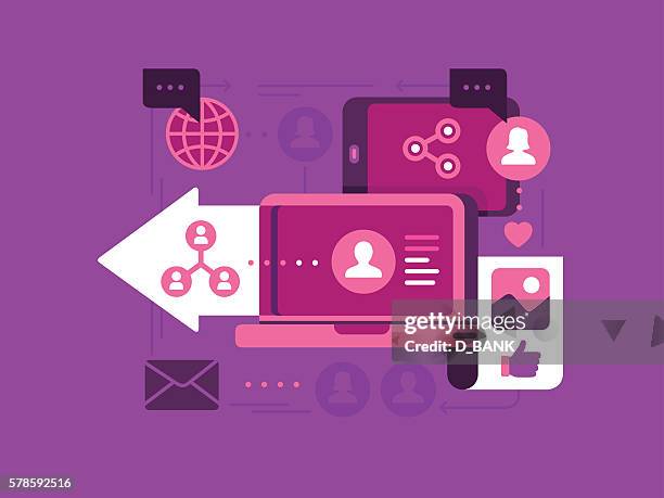 bildbanksillustrationer, clip art samt tecknat material och ikoner med social networking - tv