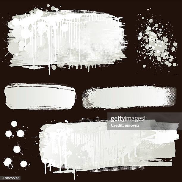 stockillustraties, clipart, cartoons en iconen met white paint splatter on black background - wit