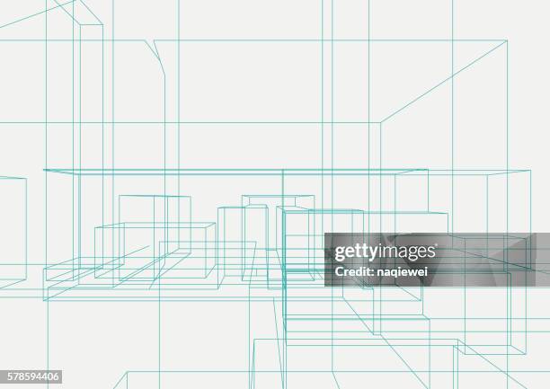 illustrations, cliparts, dessins animés et icônes de motif de structure de ligne abstraite - rectangle 3d