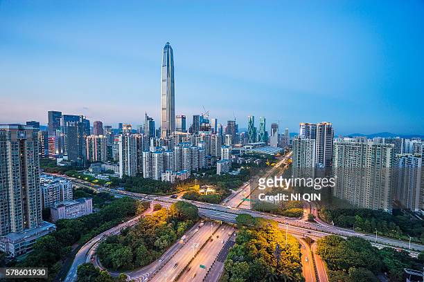 night on china shenzhen - shenzhen stock pictures, royalty-free photos & images