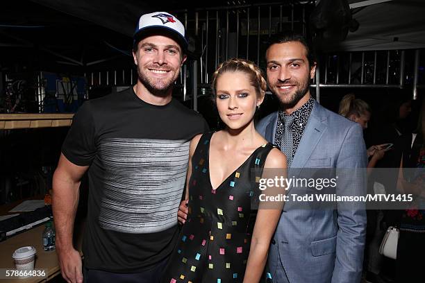 Actors Stephen Amell, Teresa Palmer and Alexander DiPersia attend the MTV Fandom Awards San Diego at PETCO Park on July 21, 2016 in San Diego,...