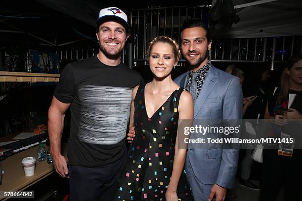 Actors Stephen Amell, Teresa Palmer and Alexander DiPersia attend the MTV Fandom Awards San Diego at PETCO Park on July 21, 2016 in San Diego,...