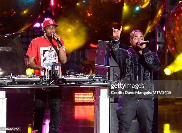 Recording artists DJ Trap and Kent Jones perform on stage at the MTV Fandom Awards San Diego at PETCO Park on July 21, 2016 in San Diego, California.