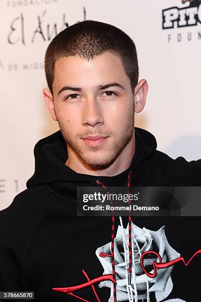 Nick Jonas attends 2016 Roc Nation Summer Classic Charity Basketball Tournament at Barclays Center of Brooklyn on July 21, 2016 in the Brooklyn...