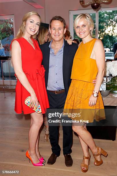 Elna zu Bentheim-Steinfurt, Barbara Sturm and her husband Adam Waldman attend the 'Dr. Barbara Sturm & Net-A-Porter' Dinner Party on July 21, 2016 in...